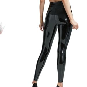 Commando Control Top Faux Patent Black Leather Leggings...Size   Large
